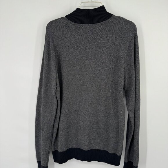 Michael Kors Gray Full-Zip Cotton SweaterBlack Trim Mens Size Large - Picture 9 of 12